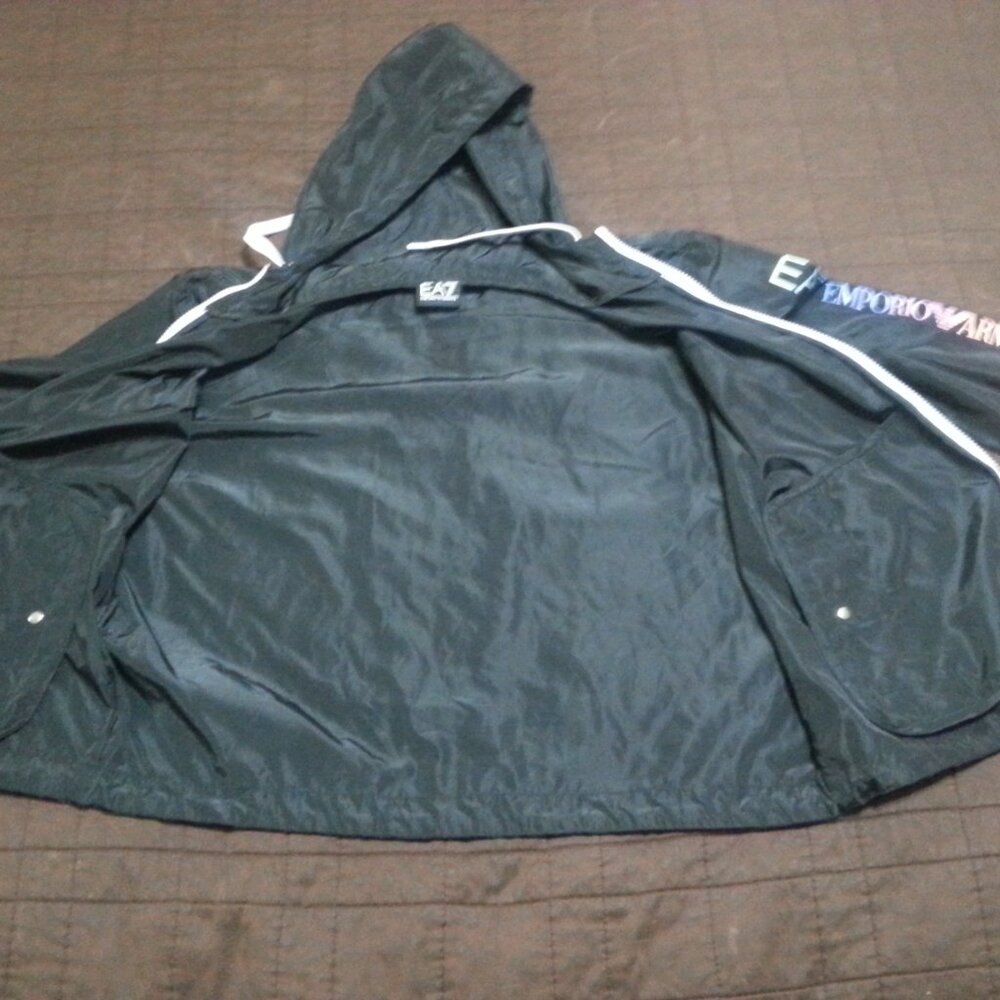 Emporio Armani EA7 Track Jacket Windbreaker Women's L/XL Athletic Rainbow Hooded - Picture 8 of 14